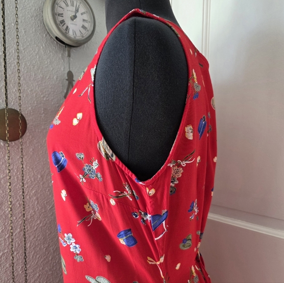 Vintage Nina Piccalino Red Novelty Hat/Floral Dress - Picture 3 of 8